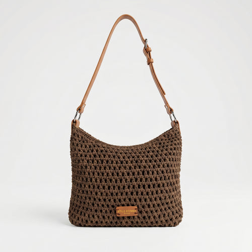 Borsa Hobo Intrecciata in Corda di Cotone color Caffè - Stile Donna Bags