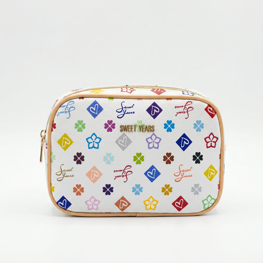 Sweet Years Borsa a Tracolla Camera Bag in Ecopelle con Stampa Monogram Multicolore - Stile Donna Bags