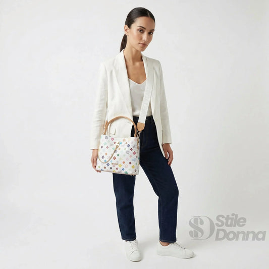 Sweet Years borsa a tracolla ecopelle stampa floreale multicolore – vista laterale
