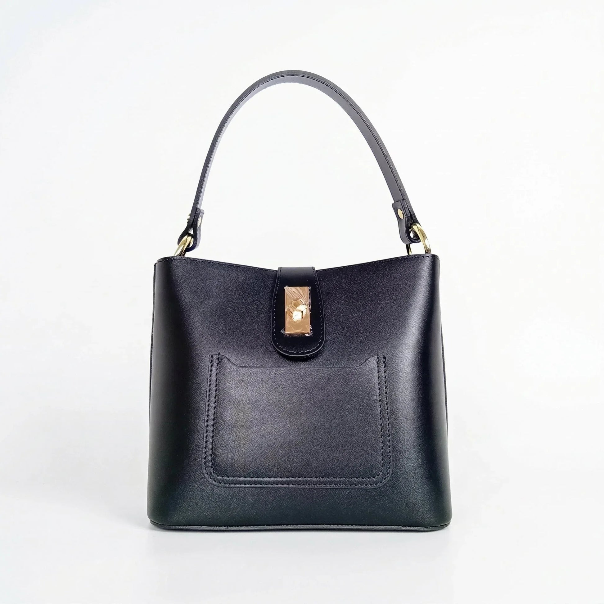 The Stile Aura borsa vera pelle made in Italy finiture dorate – vista laterale