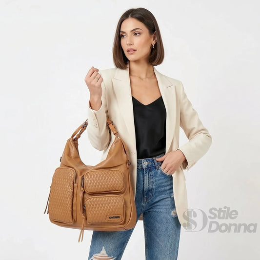 Valentini borsa hobo ecopelle marrone con finiture argentate – vista posteriore