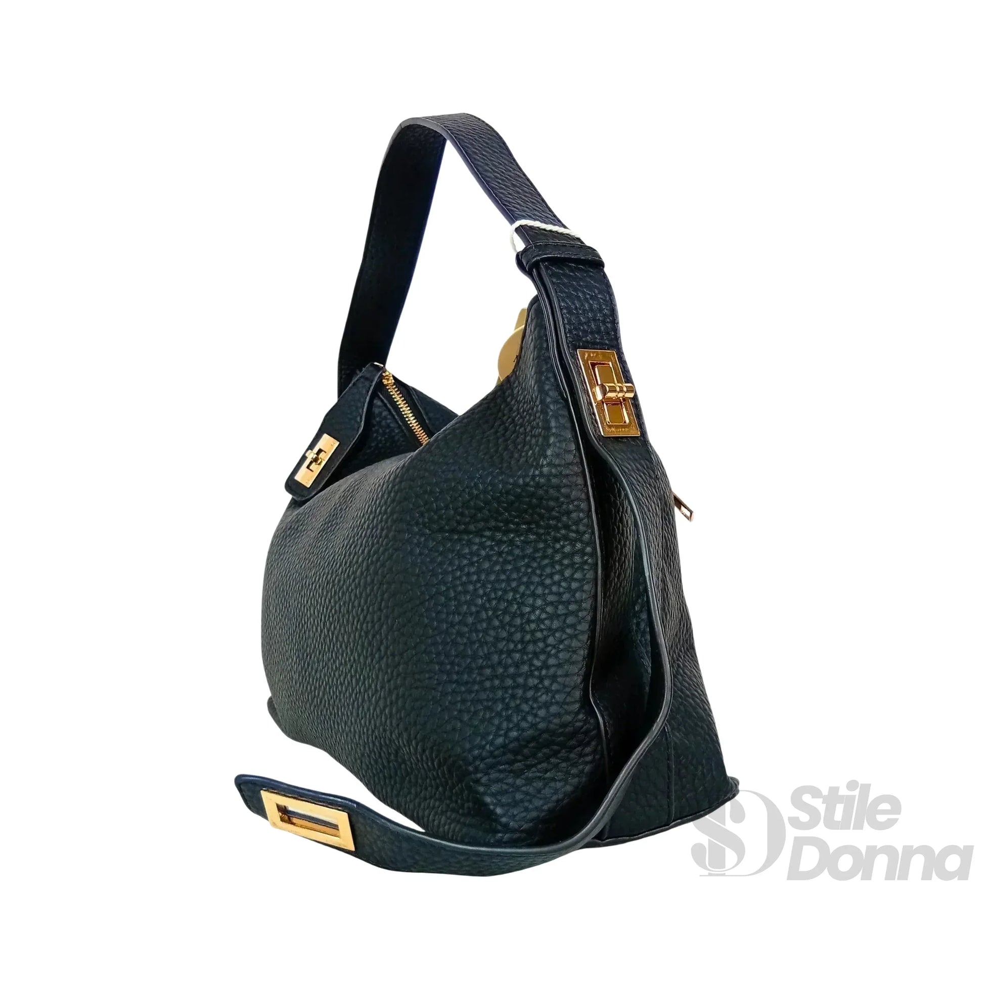 Valentini borsa hobo ecopelle nera finiture dorate – dettaglio esterno