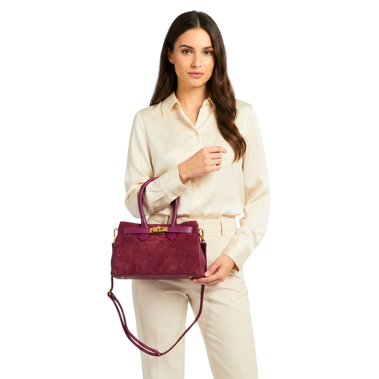 Velinara MS-5494 Suede Leather Handbag - Stile Donna Bags