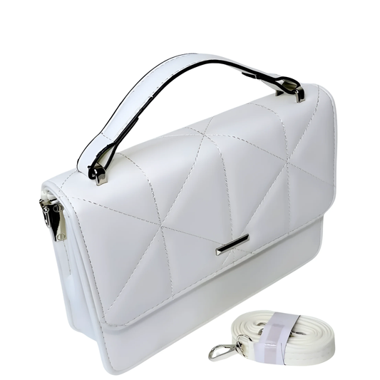 White Leather Handbag for Women - MS-8904 - Stile Donna Bags