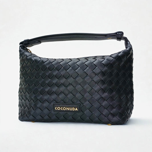 Woven Leather Handbag with Handle - MS-4957 - Stile Donna Bags