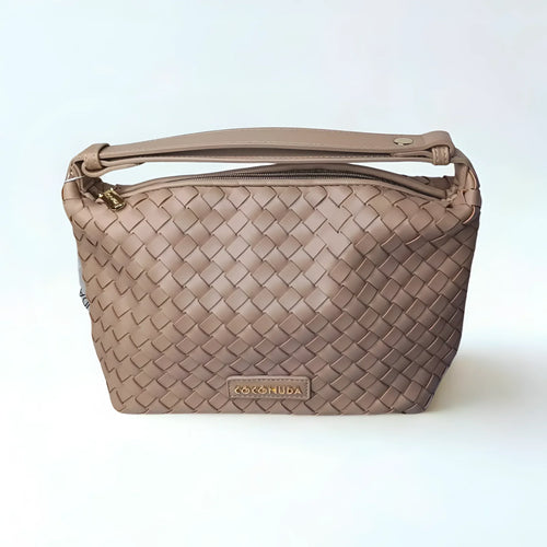 Woven Leather Handbag with Handle - MS-4957 - Stile Donna Bags