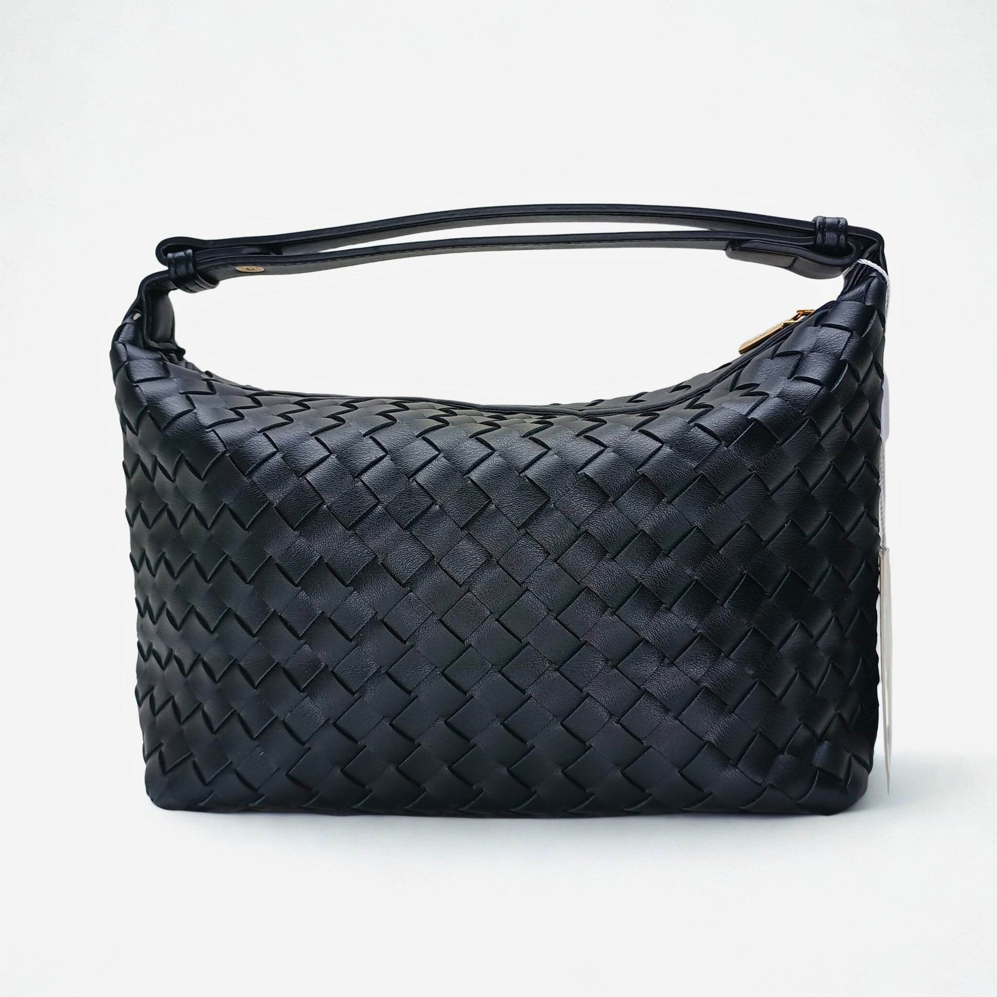 Woven Leather Handbag with Handle - MS-4957 - Stile Donna Bags