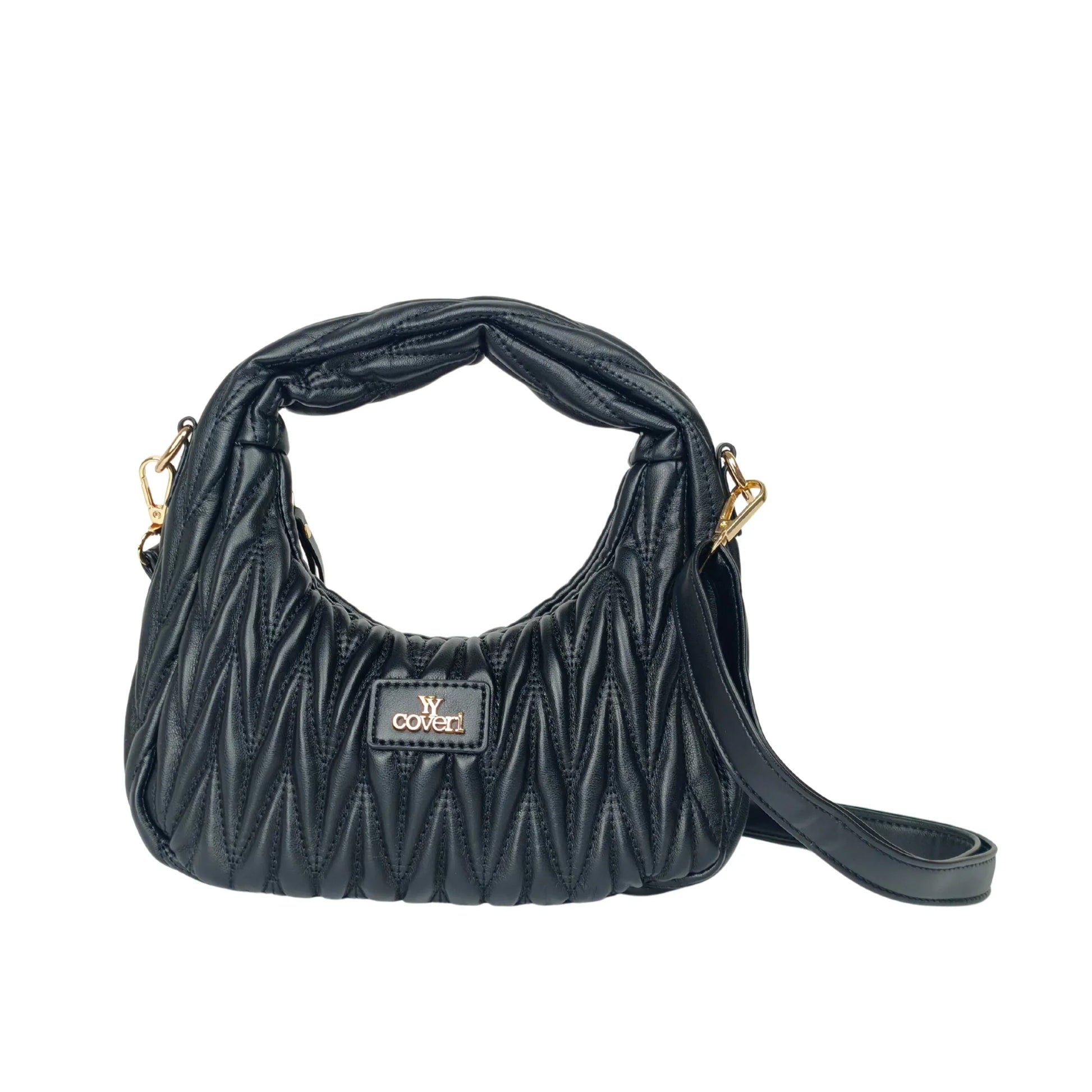YY Coveri borsa a spalla trapuntata ecopelle cachi donna – borsa indossata