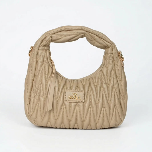 YY Coveri borsa a spalla trapuntata ecopelle nera con manico spirale donna – vista frontale