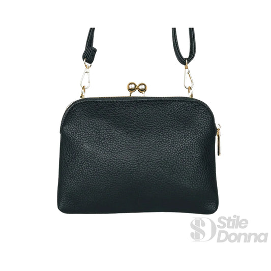 YY Coveri pochette a tracolla ecopelle nera clutch – vista posteriore