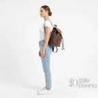 Zaino in Ecopelle Marrone con Tracolla Regolabile - Stile Donna Bags
