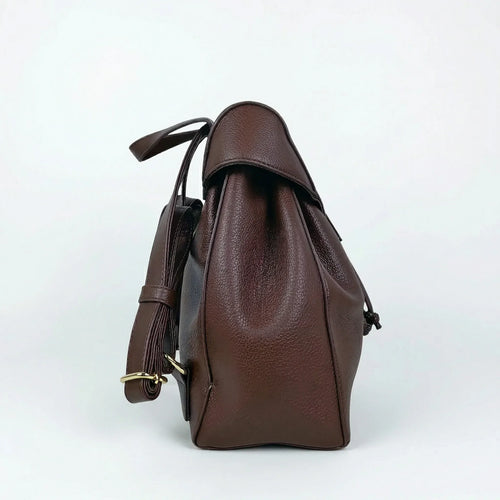 Zaino In Pelle Marrone Con Finiture Dorate | Vista posteriore | ecopelle | Marrone