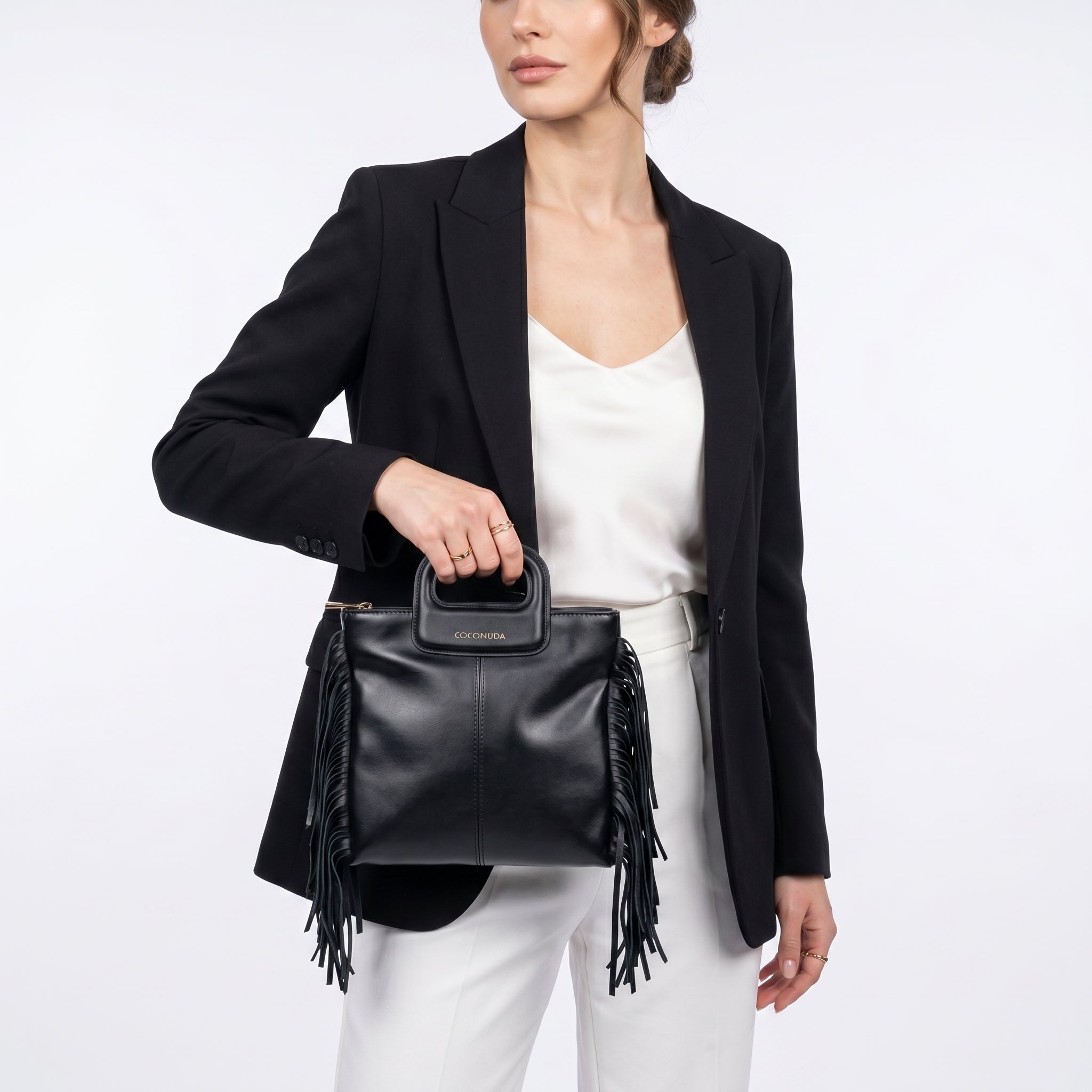 Coconuda Borsa Tote con Frange – Manico Strutturato e Tracolla Removibile