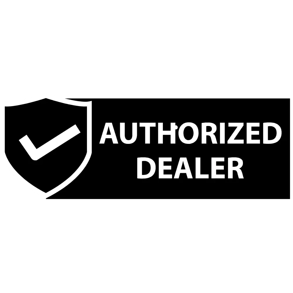 Logo of an authorized dealer with a shield and checkmark on a white background