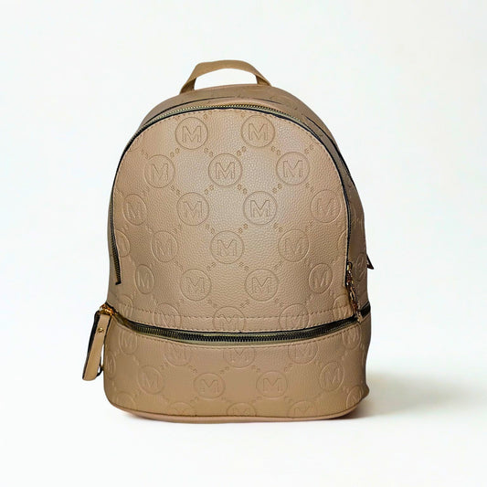 Women’s Backpack in leather - color Black - Beige