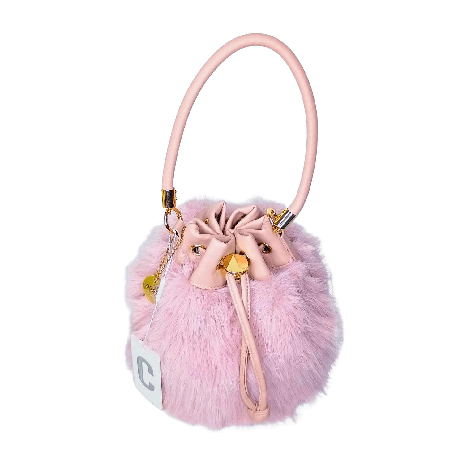 Bucket Bag Faux Fur with Shoulder Strap - MS-8394 - Stile Donna Bags