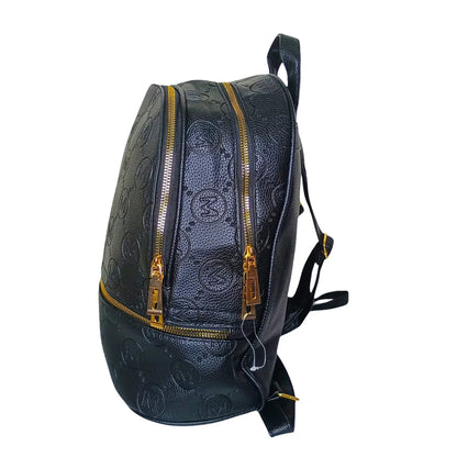 Backpack in Beige and Black Leather - MS-4911 - Stile Donna Bags
