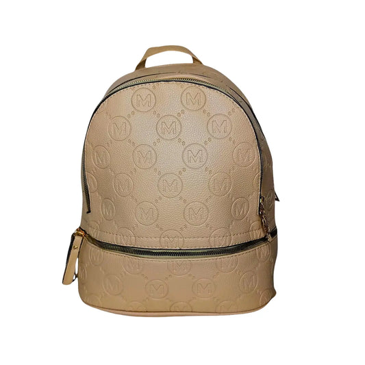 Backpack in Beige and Black Leather - MS-4911 - Stile Donna Bags