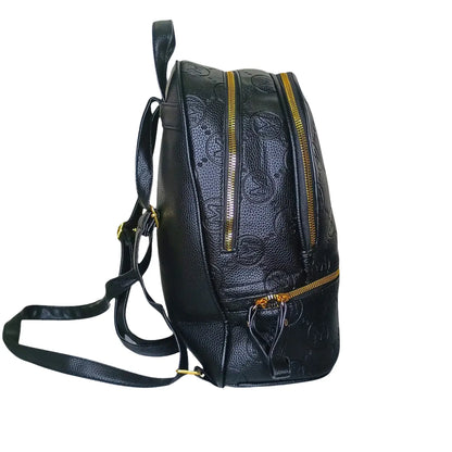 Backpack in Beige and Black Leather - MS-4911 - Stile Donna Bags