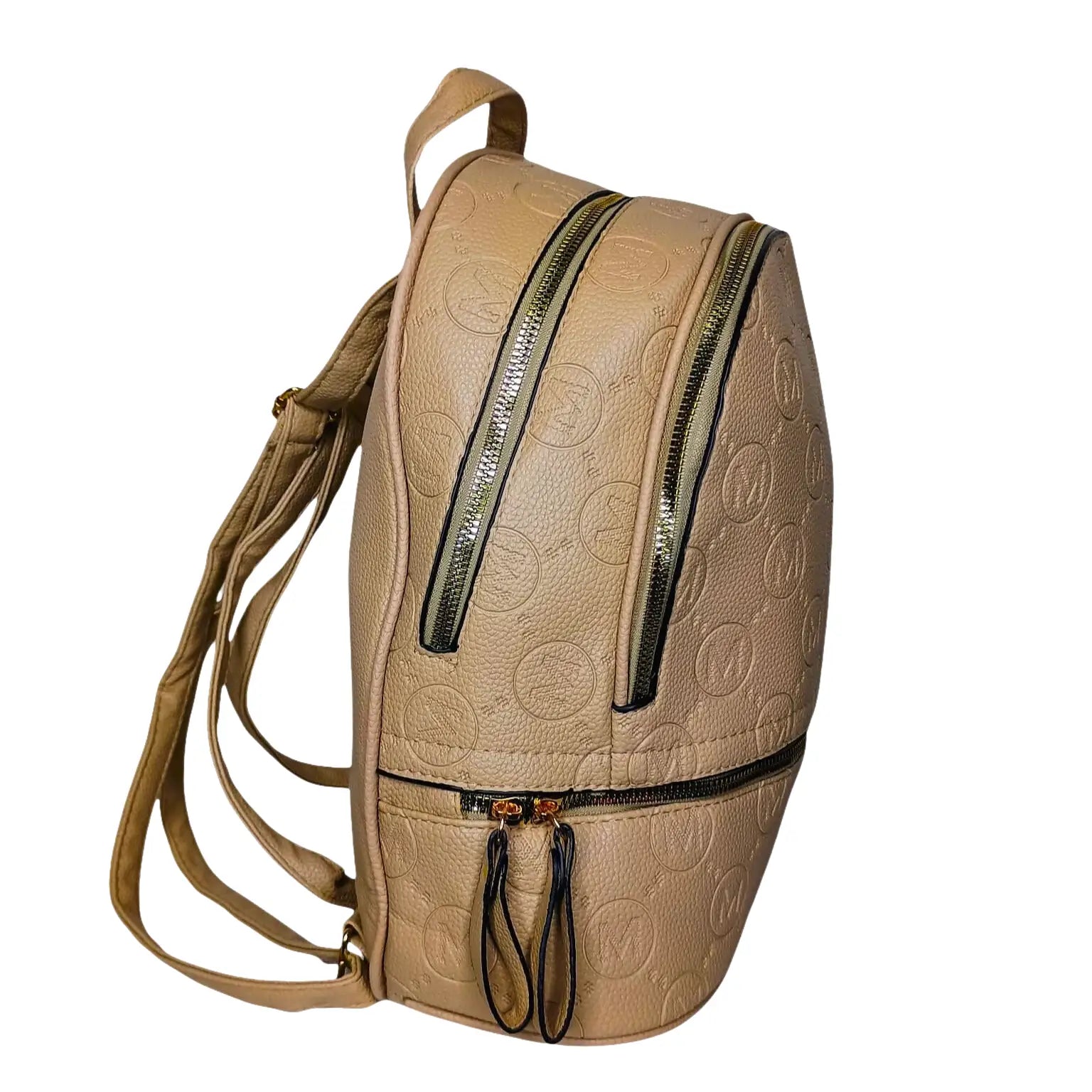 Backpack in Beige and Black Leather - MS-4911 - Stile Donna Bags