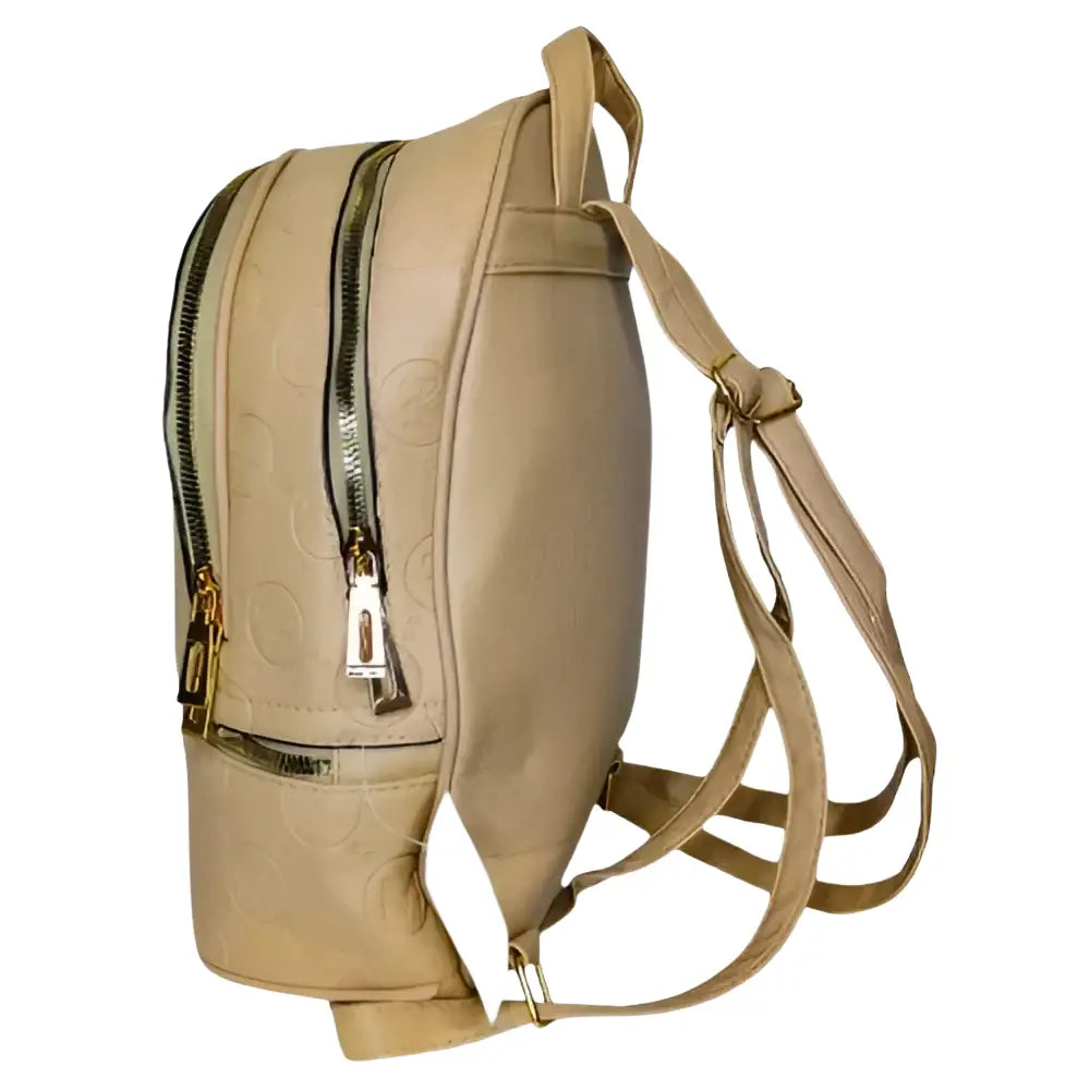 Backpack in Beige and Black Leather - MS-4911 - Stile Donna Bags