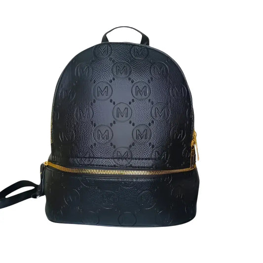 Backpack in Beige and Black Leather - MS-4911 - Stile Donna Bags