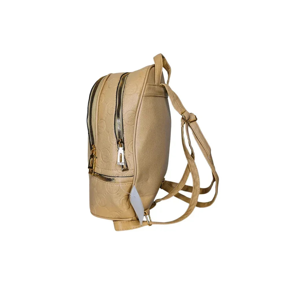 Beige and Black Leather Backpack - MS-4911 - Stile Donna Bags