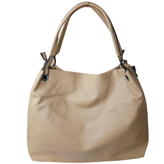 Beige handbag on a white background