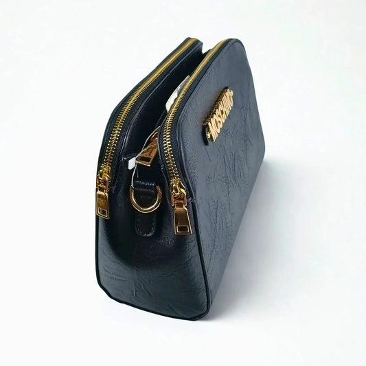 Black Faux Leather Shoulder Bag - MS-5918-Mos - Stile Donna Bags