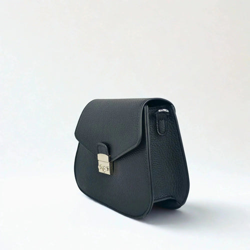 Black Leather Flap Bag - MS-9466 - Stile Donna Bags