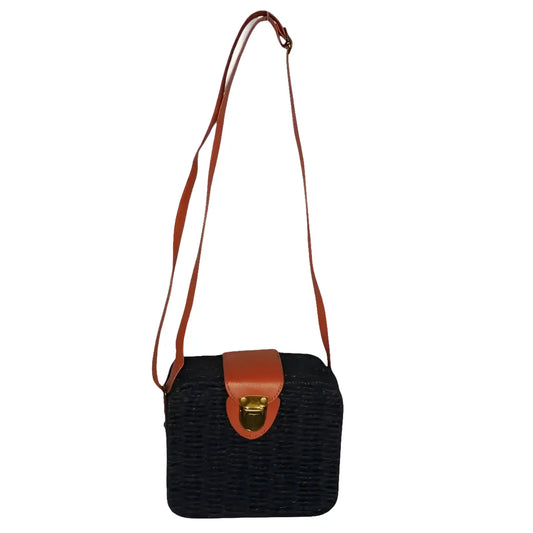 Black Woven Box Bag - MS-8958 - Stile Donna Bags