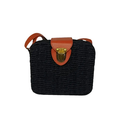 Black Woven Box Bag - MS-8958 - Stile Donna Bags
