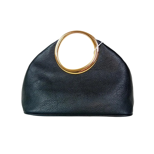 Borsa A Mano In Ecopelle Con Manico Circolare Oro | Vista posteriore | ecopelle | Grigio