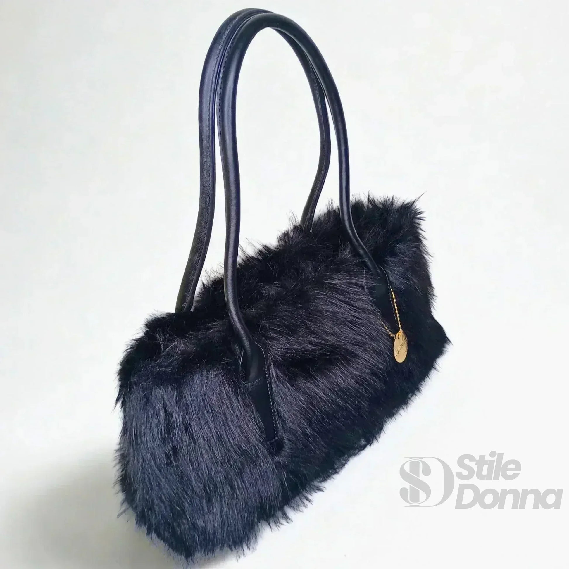 borsa-a-mano-in-pelle-e-pelliccia-sintetica-finta-652 - Stile Donna Bags