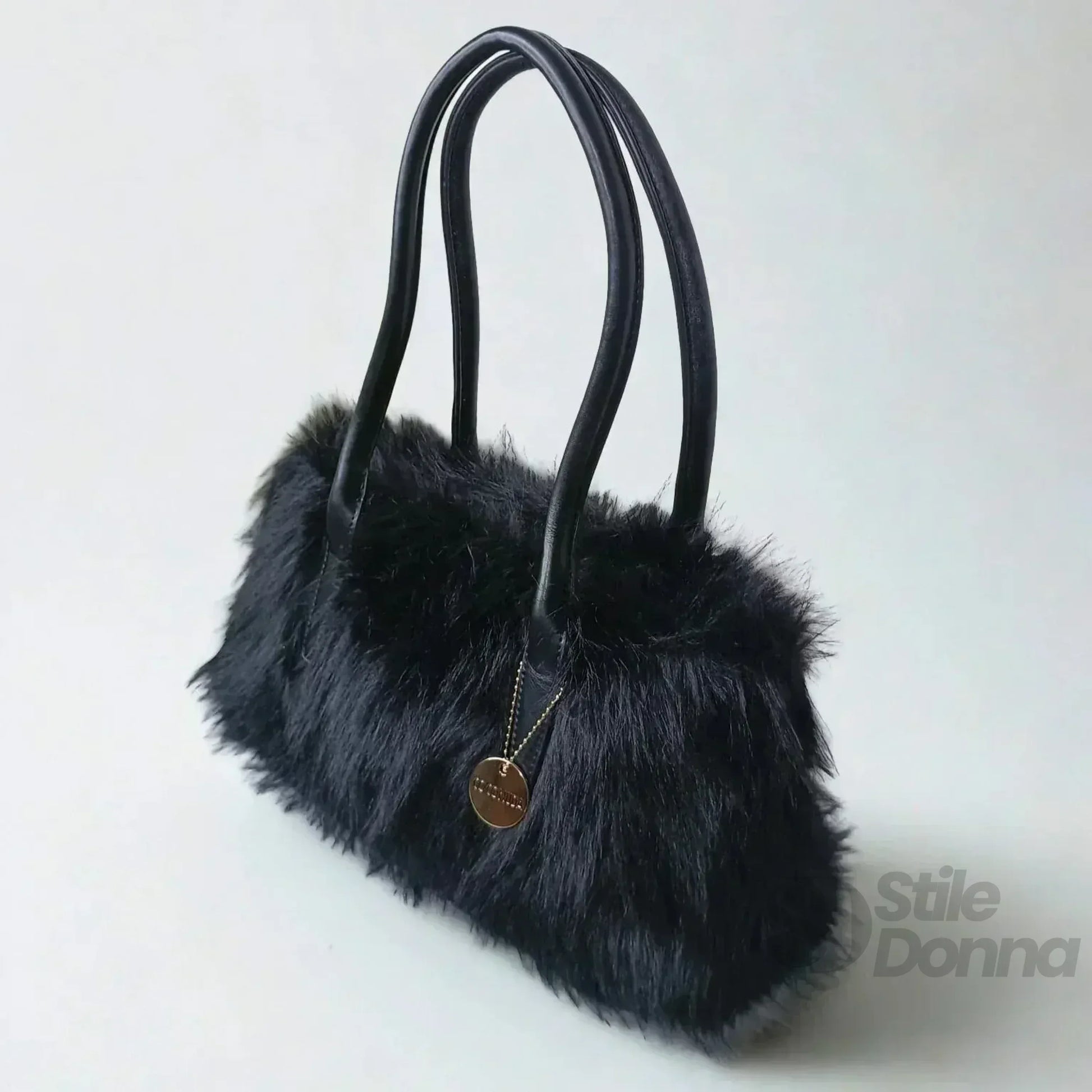 borsa-a-mano-in-pelle-e-pelliccia-sintetica-finta-679 - Stile Donna Bags