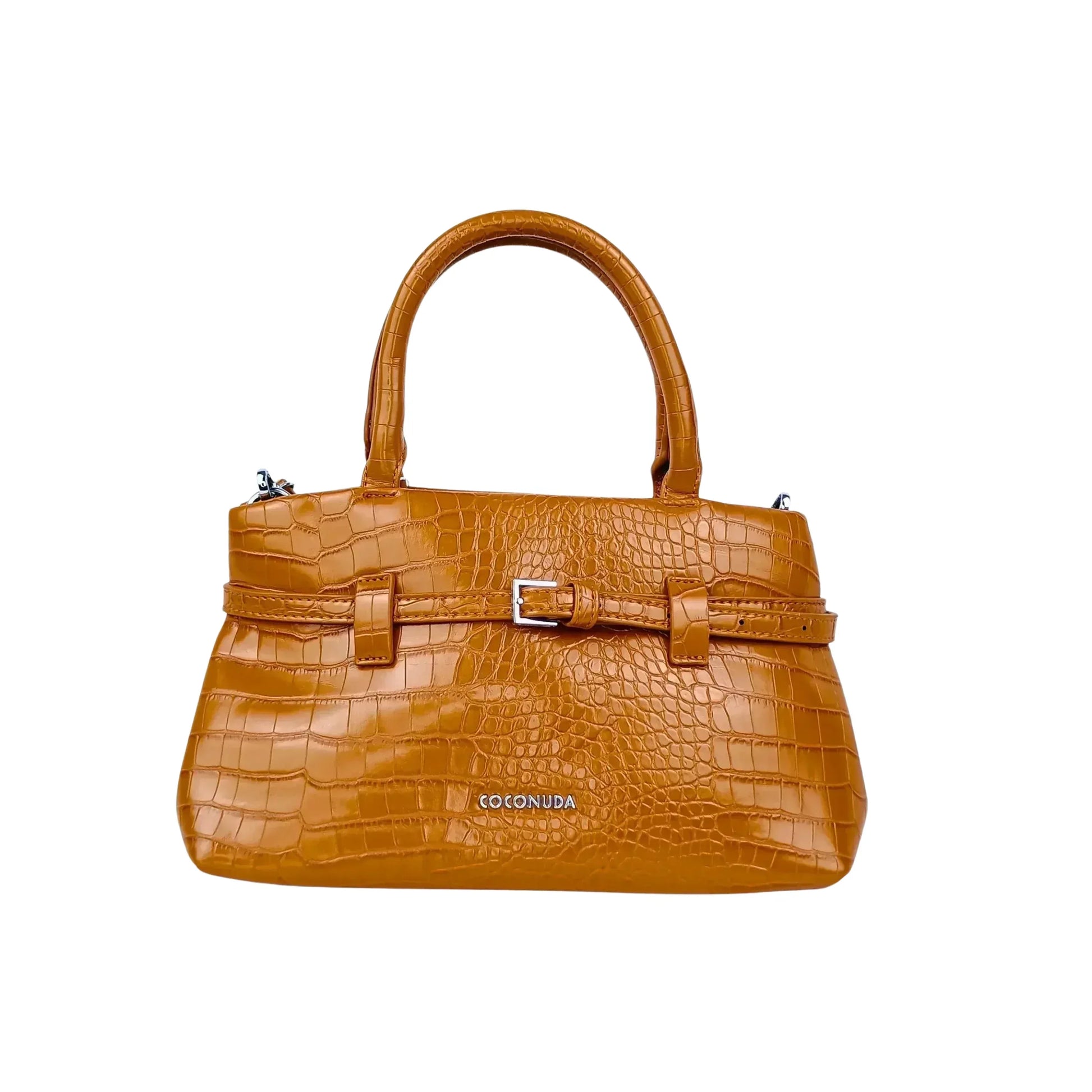 borsa-a-mano-in-pelle-effetto-coccodrillo-marrone-955 - Stile Donna Bags