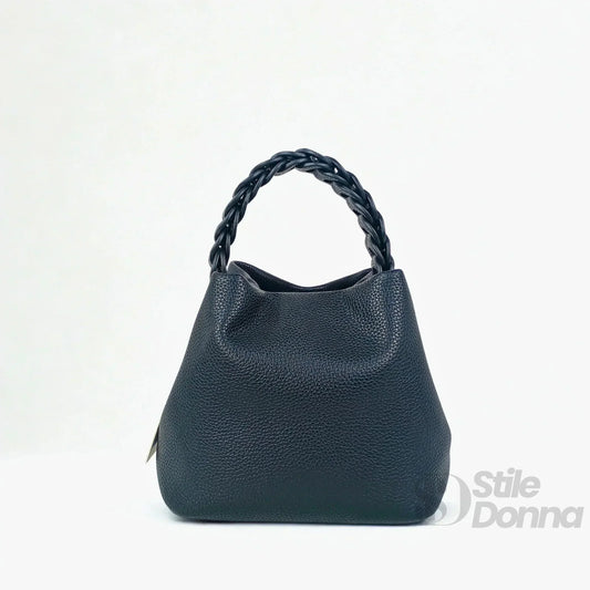 borsa-a-secchiello-giallo-senape-con-manico-intrecciato-mano-pelle-761 - Stile Donna Bags