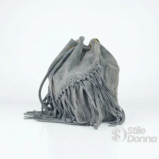 borsa-a-secchiello-in-camoscio-con-frange-tracolla-210 - Stile Donna Bags