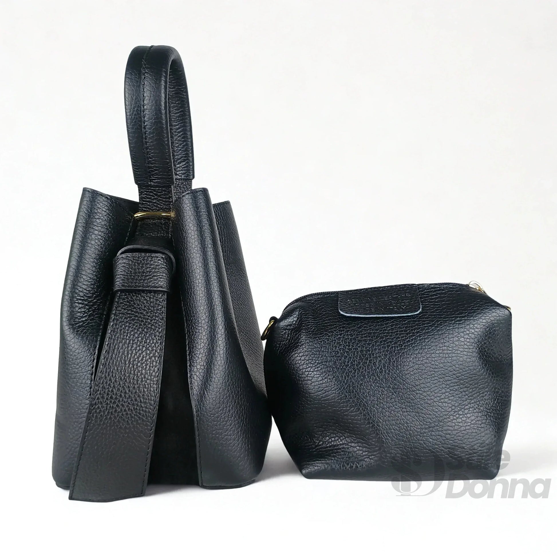 Borsa Secchiello Vera Pelle Quotidiana | Insieme con accessori | vera pelle | Rosa