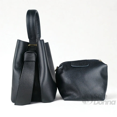 Borsa Secchiello Vera Pelle Quotidiana | Insieme con accessori | vera pelle | Rosa