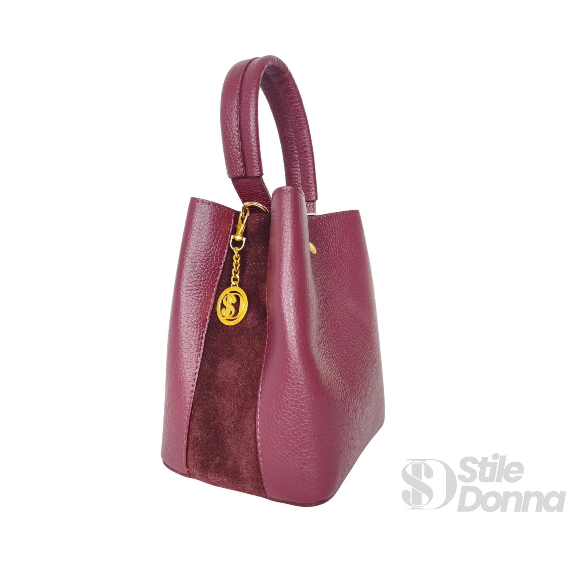 Borsa Secchiello Vera Pelle Quotidiana | Vista dall'alto | vera pelle | Rosa
