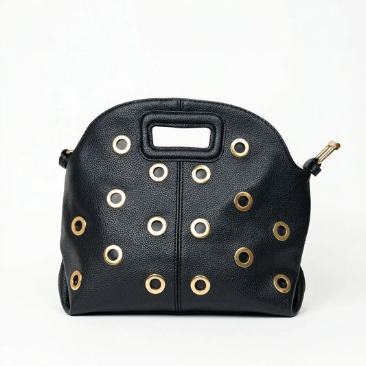 borsa-a-spalla-con-occhielli-circolari-oro-mano-pelle-nera_202603281738 - Stile Donna Bags