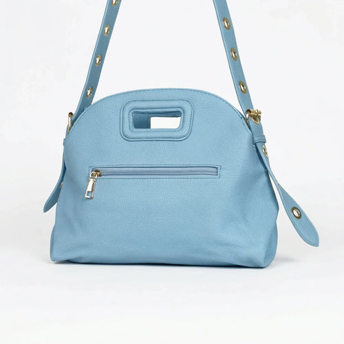 Borsa a Spalla Con Occhielli Circolari Oro In Ecopelle Re… | Dettaglio manico | ecopelle | Nero
