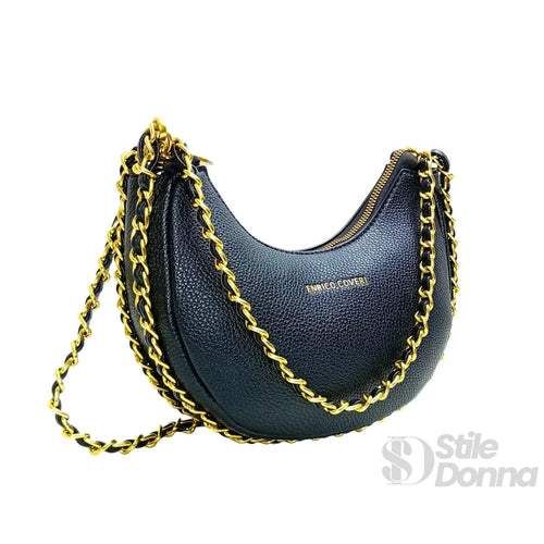Enrico Coveri Borsa A Spalla Rosa Con Tracolla A Catena I… | Interno e tasche | ecopelle | Nero