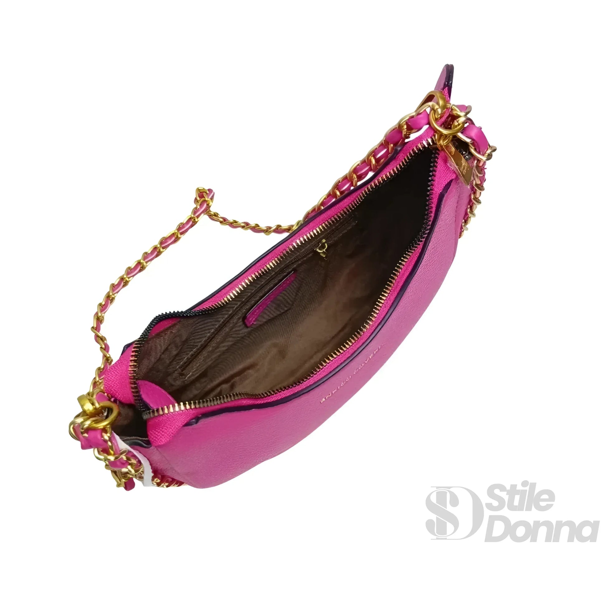 Enrico Coveri Borsa A Spalla Rosa Con Tracolla A Catena I… | Dettaglio manico | ecopelle | Nero
