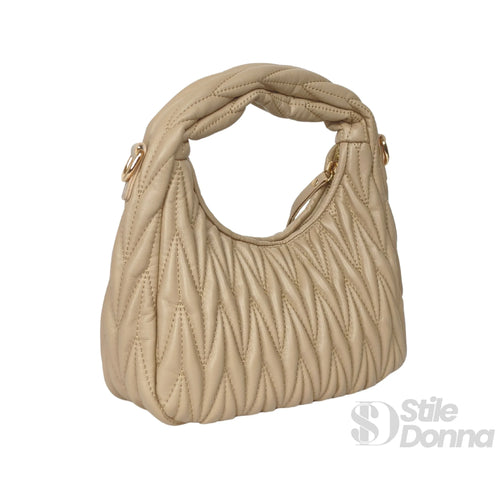 borsa-a-spalla-trapuntata-midnight-beige-con-manico-spirale-tracolla-353 - Stile Donna Bags