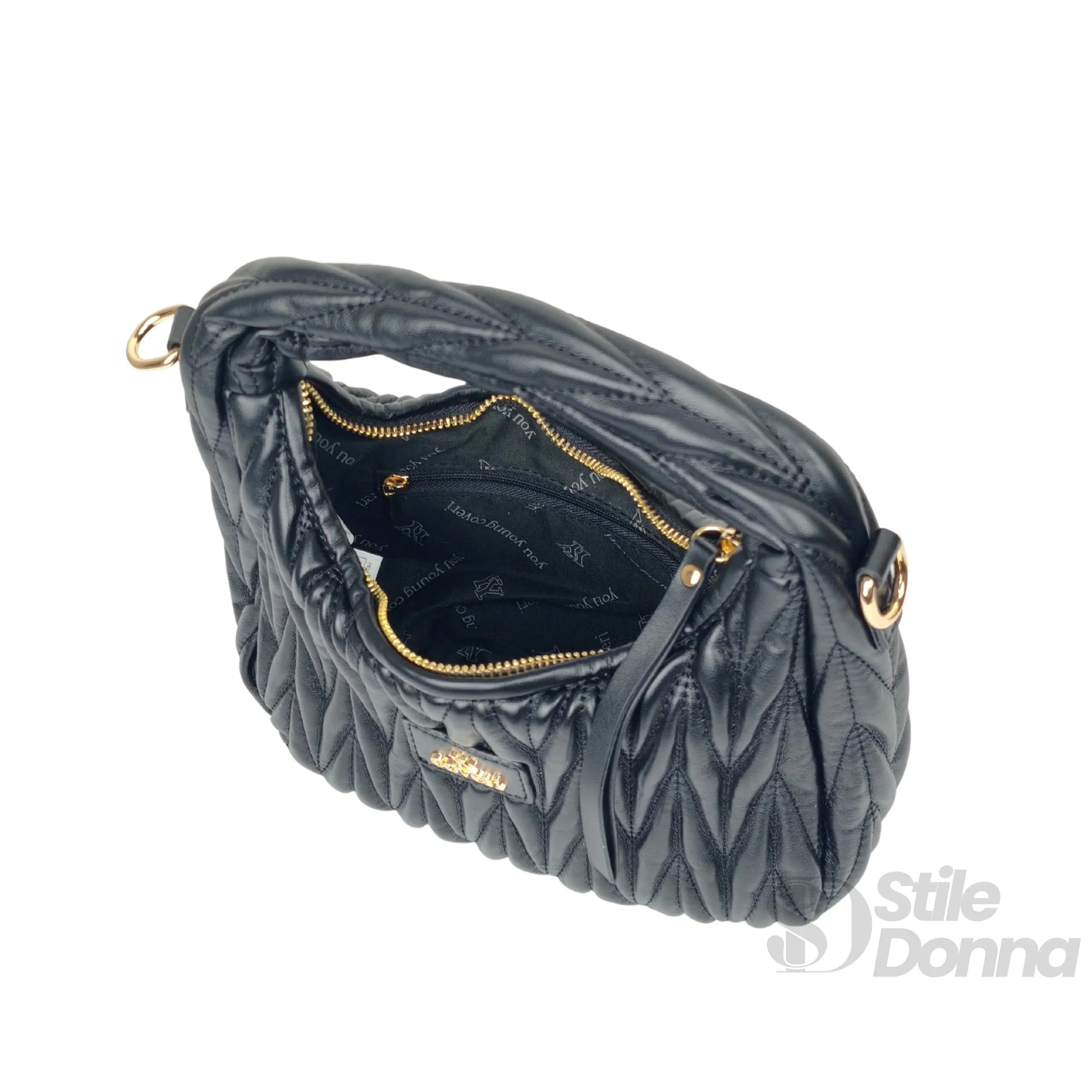 borsa-a-spalla-trapuntata-midnight-beige-con-manico-spirale-tracolla-518 - Stile Donna Bags