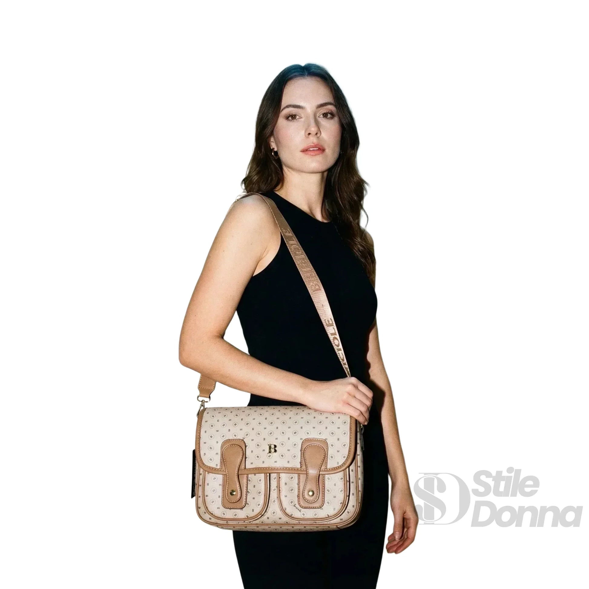 Briciole Borsa A Tracolla In Ecopelle Beige Con Dettagli … | Vista laterale | ecopelle | Beige