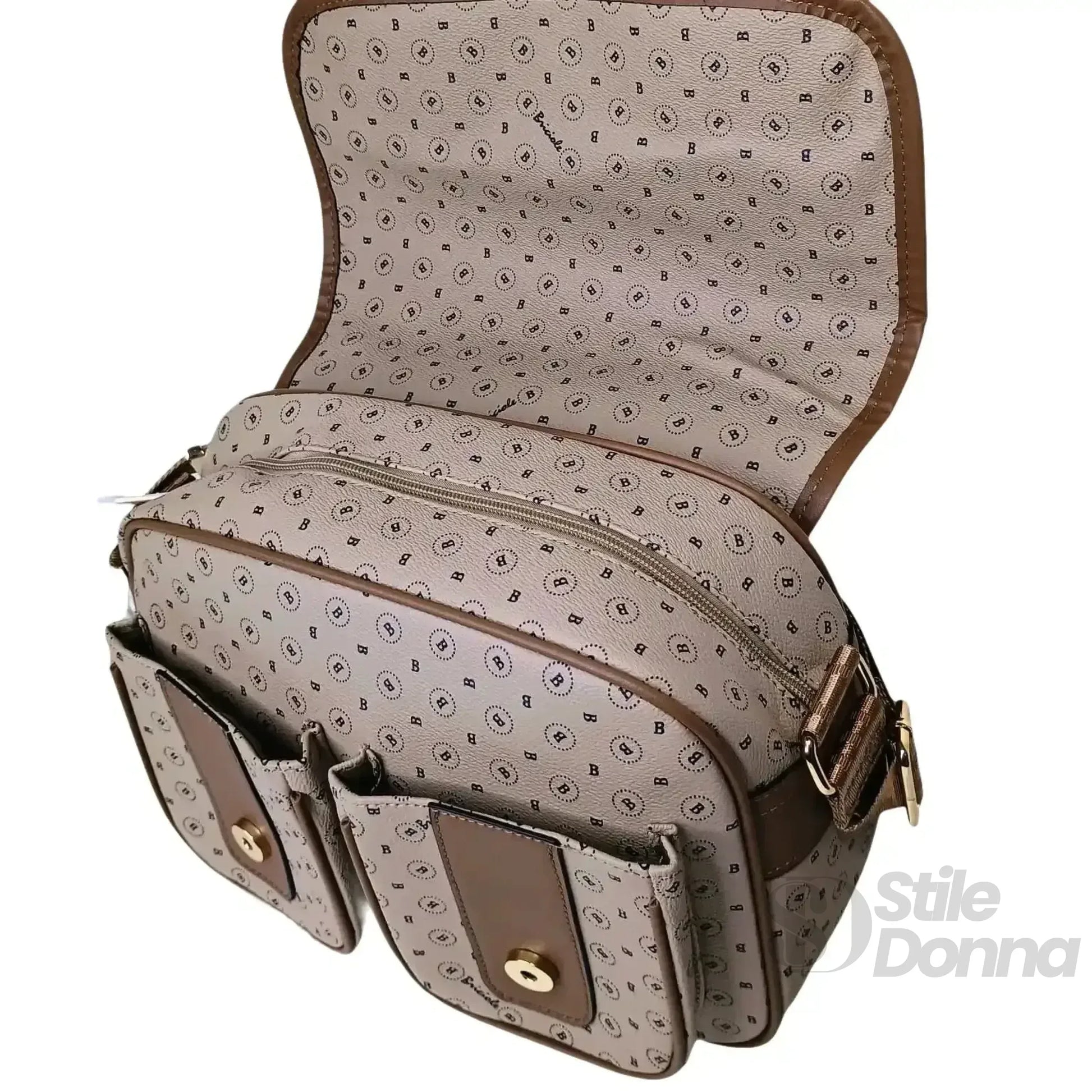 Briciole Borsa A Tracolla In Ecopelle Beige Con Dettagli … | Interno e tasche | ecopelle | Beige