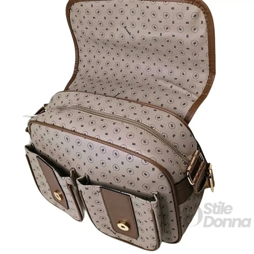 Briciole Borsa A Tracolla In Ecopelle Beige Con Dettagli … | Interno e tasche | ecopelle | Beige